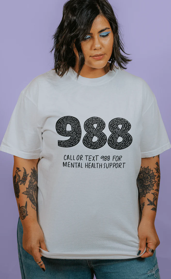 988: Call Or Text For Mental Health Support - T-Shirt - Image 3