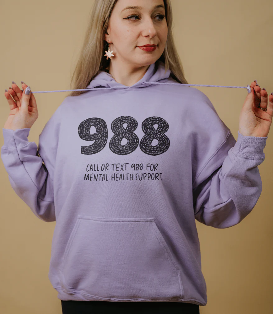 988: Call Or Text For Mental Health Support - Hoodie - Image 4