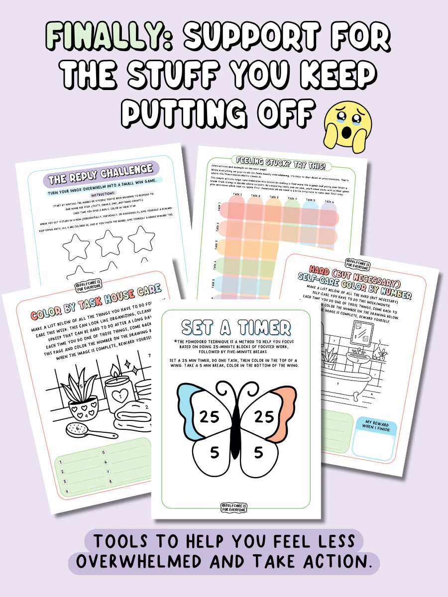 ADHD Support Pack (Printable PDF) – tools for dealing with procrastination, a lack of motivation, and brain shame - Image 3