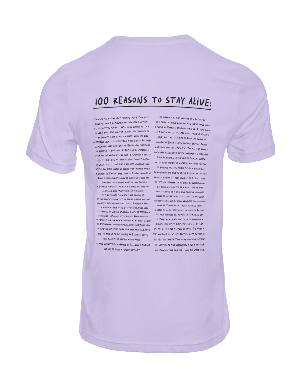 The Original "Keep Going; 100 Reasons To Stay Alive" T-Shirt - Image 3
