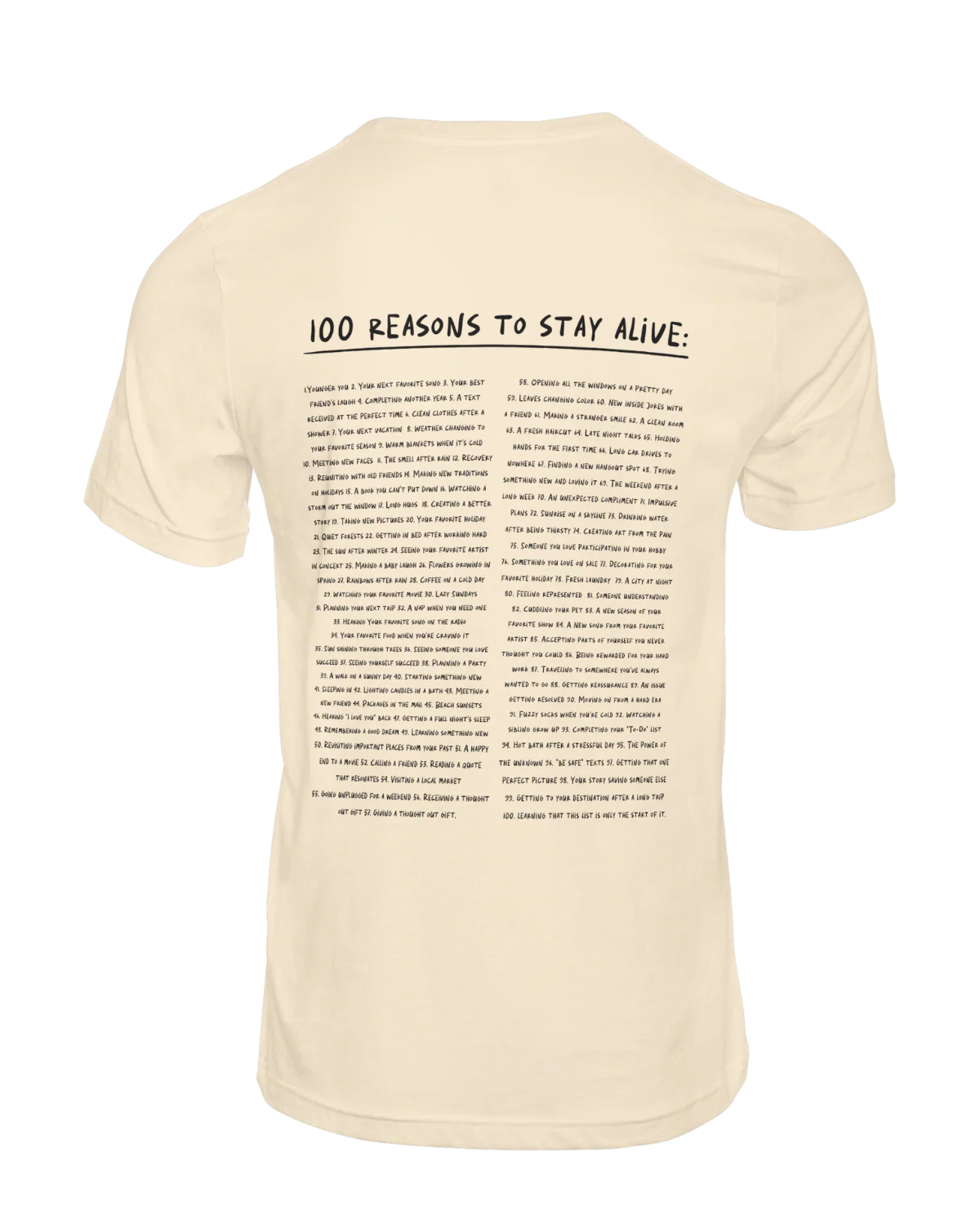 The Original "Keep Going; 100 Reasons To Stay Alive" T-Shirt - Image 5