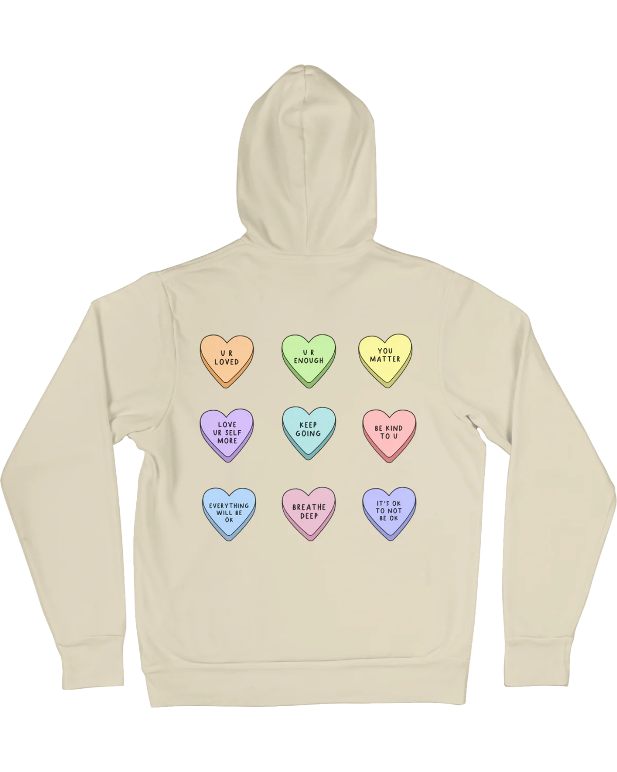 You Are Enough + Candy Hearts (Silver 🩶) - Hoodie - Image 10