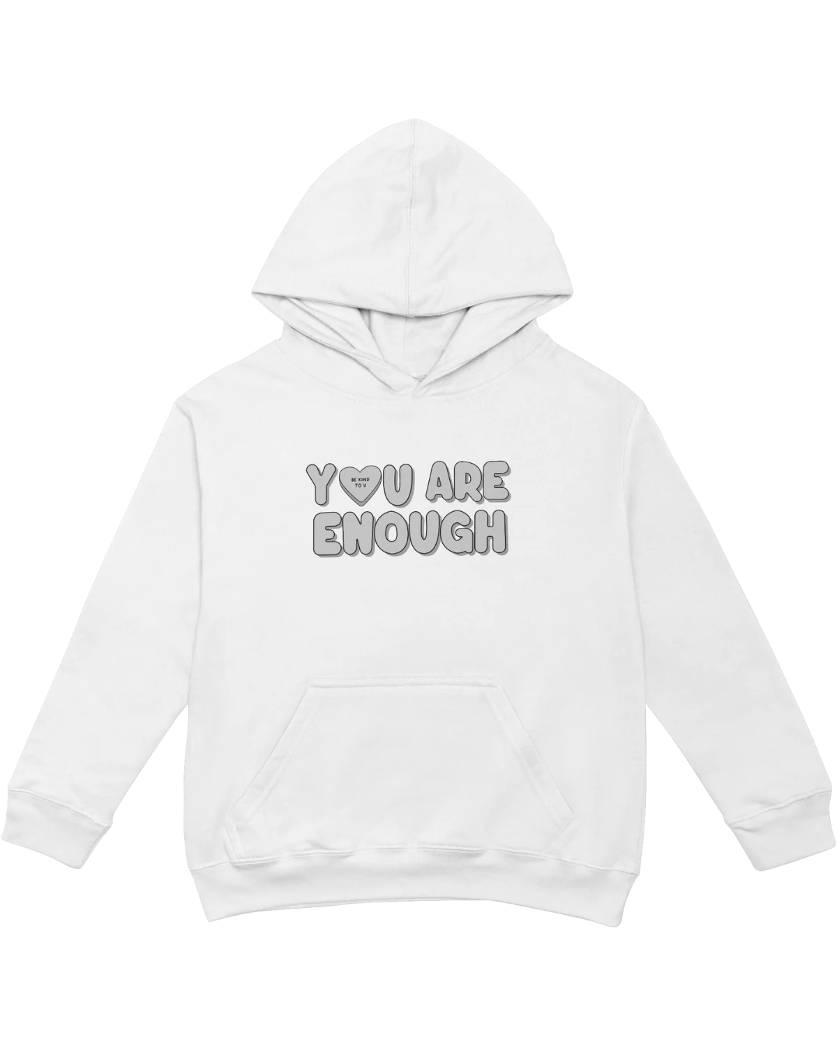 You Are Enough + Candy Hearts (Silver 🩶) - Hoodie - Image 3