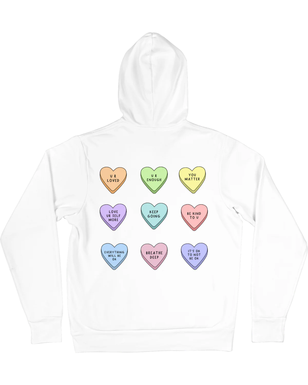 You Are Enough + Candy Hearts (Silver 🩶) - Hoodie - Image 4