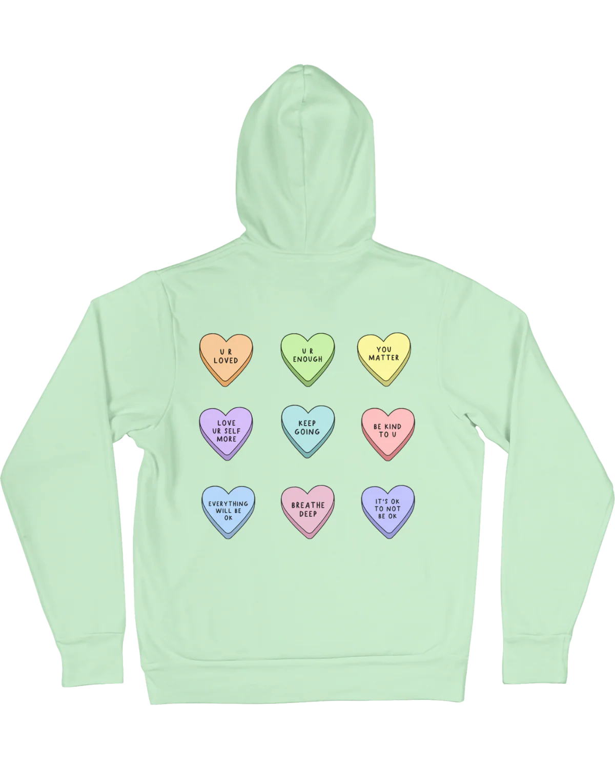 You Are Enough + Candy Hearts (Silver 🩶) - Hoodie - Image 6