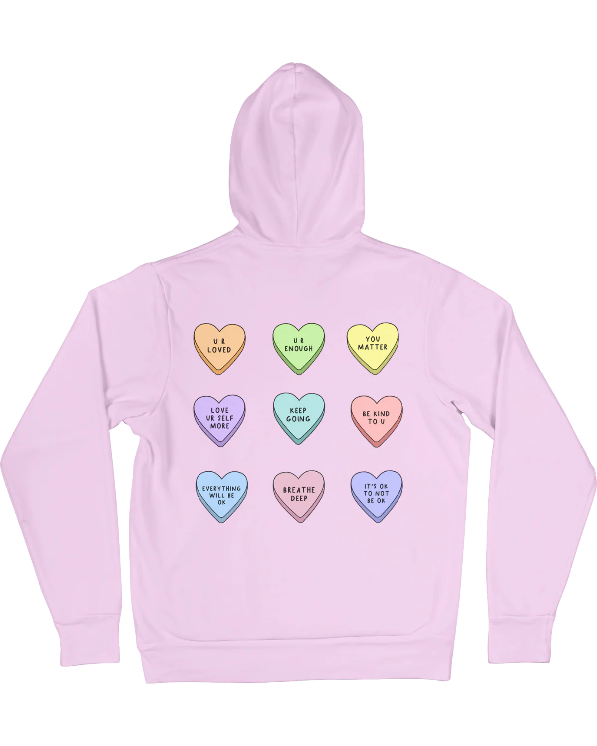 You Are Enough + Candy Hearts (Silver 🩶) - Hoodie - Image 8